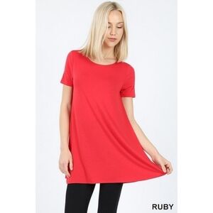 ZENANA Short Sleeve Red color Top Tunic t-shirt Size Medium NWT
